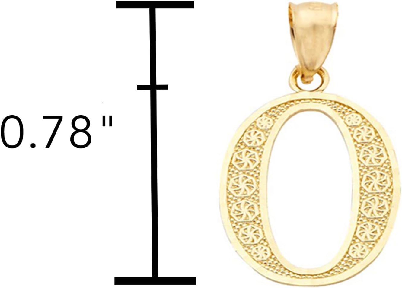 LoveBling 10K Yellow Gold Diamond Cut A to Z Alphabet Initial Letter Charm Necklace Pendant (Small Size)
