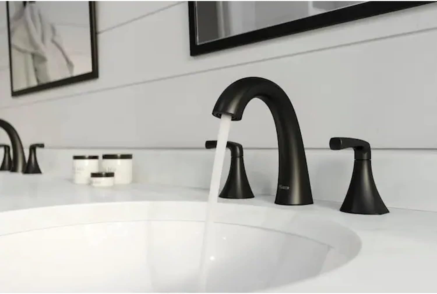 Pfister Rancho Matte Black Widespread Faucet with Drain