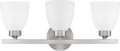 HomePlace Lighting 114331BN-333 Jameson Transitional Soft White Glass Bathroom Vanity Wall Light, 3-Light 300 Total Watts, 9' H x 21' W, Brushed Nickel