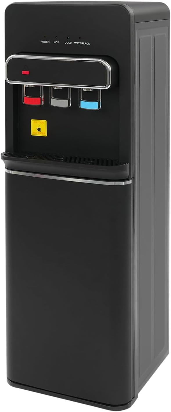 Bottom Loading Water Cooler Dispenser for 3 or 5 Gal Bottles Hot, Cold & Room Water 3 Temperature Settings Water Dispenser with Child Lock Cooling 50°F-59°F for Home Use (Black 2)