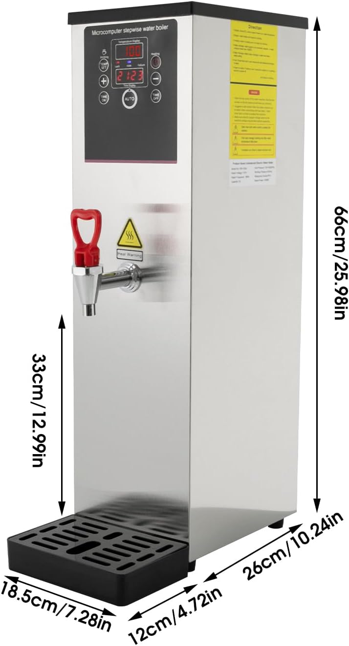 Commercial Hot Water Dispenser, Electric Countertop Hot Water Boiler, Automatic 2500W Rapid Heating Water Pot, Stainless Steel Digital Display Hot Water Dispensers for Restaurant Hotel (Silver)