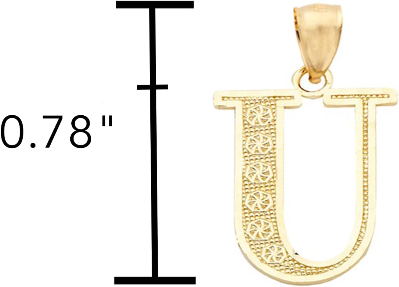 LoveBling 10K Yellow Gold Diamond Cut A to Z Alphabet Initial Letter Charm Necklace Pendant (Small Size)