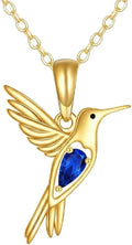 DOVRAN Real Solid Gold Birthstone Butterfly/Dragonfly/Bee/Hummingbird Necklace for Women Yellow Gold Animal Pendant for Christmas Dainty Jewelry Birthday Gifts for Mom Wife