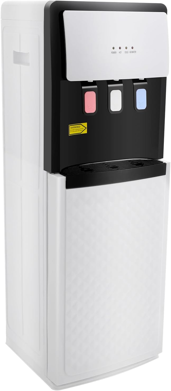 Bottom Loading Water Cooler Dispenser, 5 Gallon Bottle Water Cooler Cold/Hot with Removable Drip Tray, Top Loading Water Dispenserfor Home Office Use (White)
