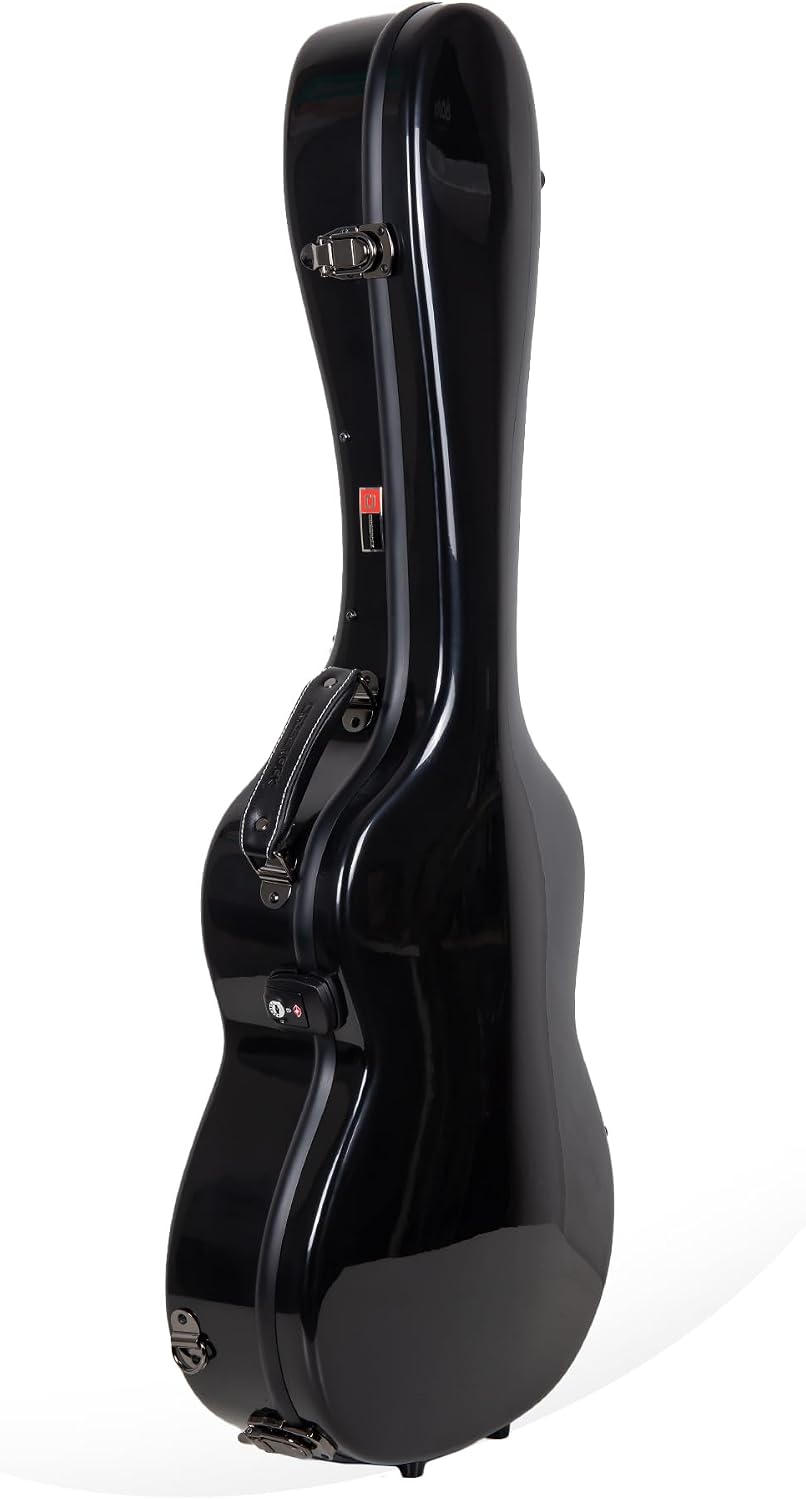 Crossrock Fiberglass Guitar Case for Cordoba Smaller Body Torres | Also Fits 1953 Gibson 3/4 Archtop & 1907 Parlor Guitar | TSA Lock, Backpack Straps, Accessory Compartment - Black (CRF2020CTBK)
