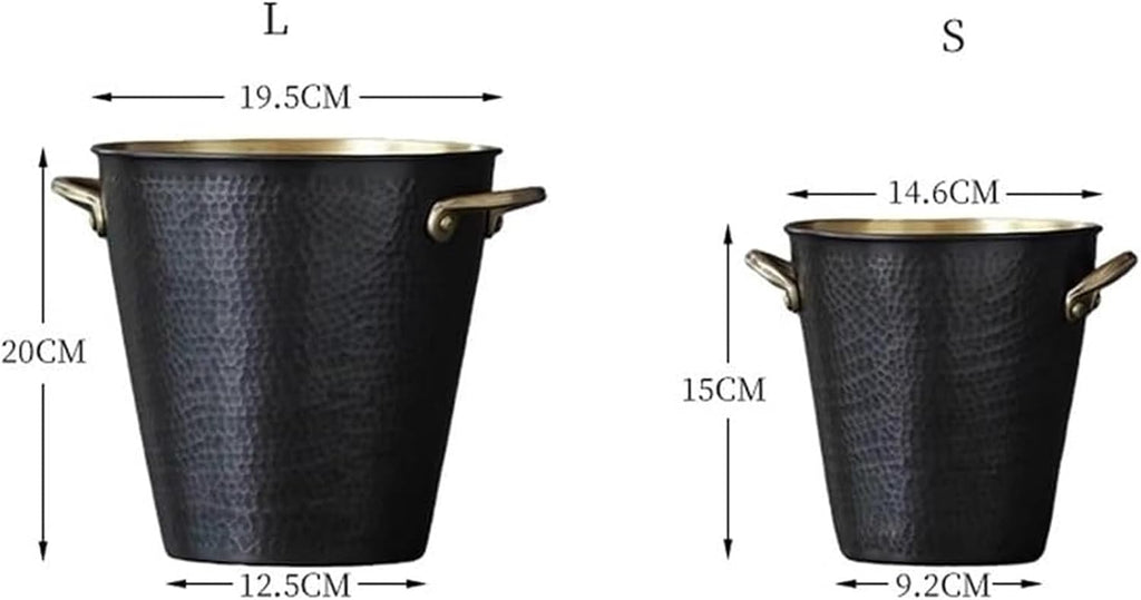 Ice Buckets for Parties, Retro Style Handmade Metal Insulated Ice Bucket Great For Home Bar Chilling Beer Champagne Wine Bottle(Large)