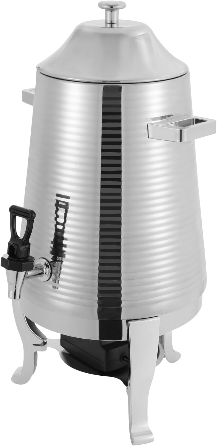 Insulated Beverage Dispenser 13L Stainless Steel Hot Drink Dispenser Countertop Commercial Hot and Cold Coffee Carafe with Spigot & Stand for Tea, Coffee, Milk, Water & Juice (Silver)