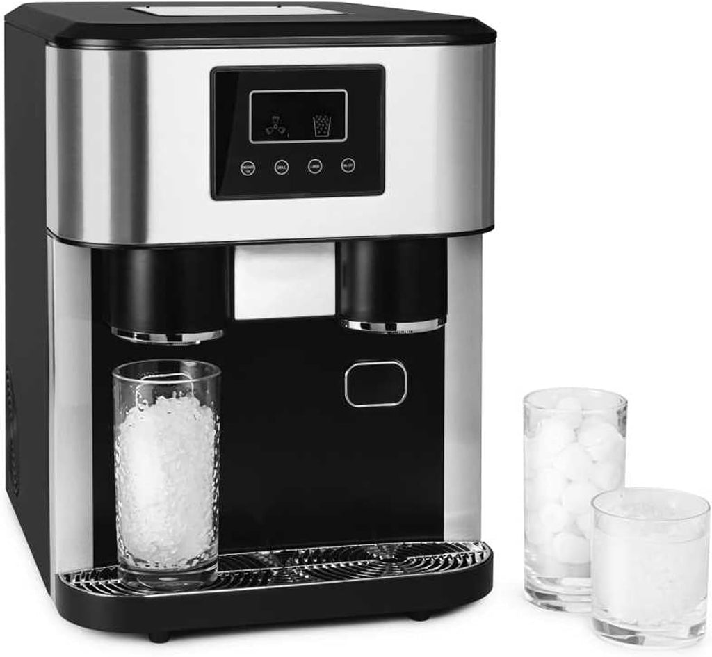 3-in-1 Portable Water Cooler Dispenser Built-in Ice Maker Countertop Crushed Ice Water Dispenser Multi-function for Home Office 34 * 45.5 * 45.5cm(Black)
