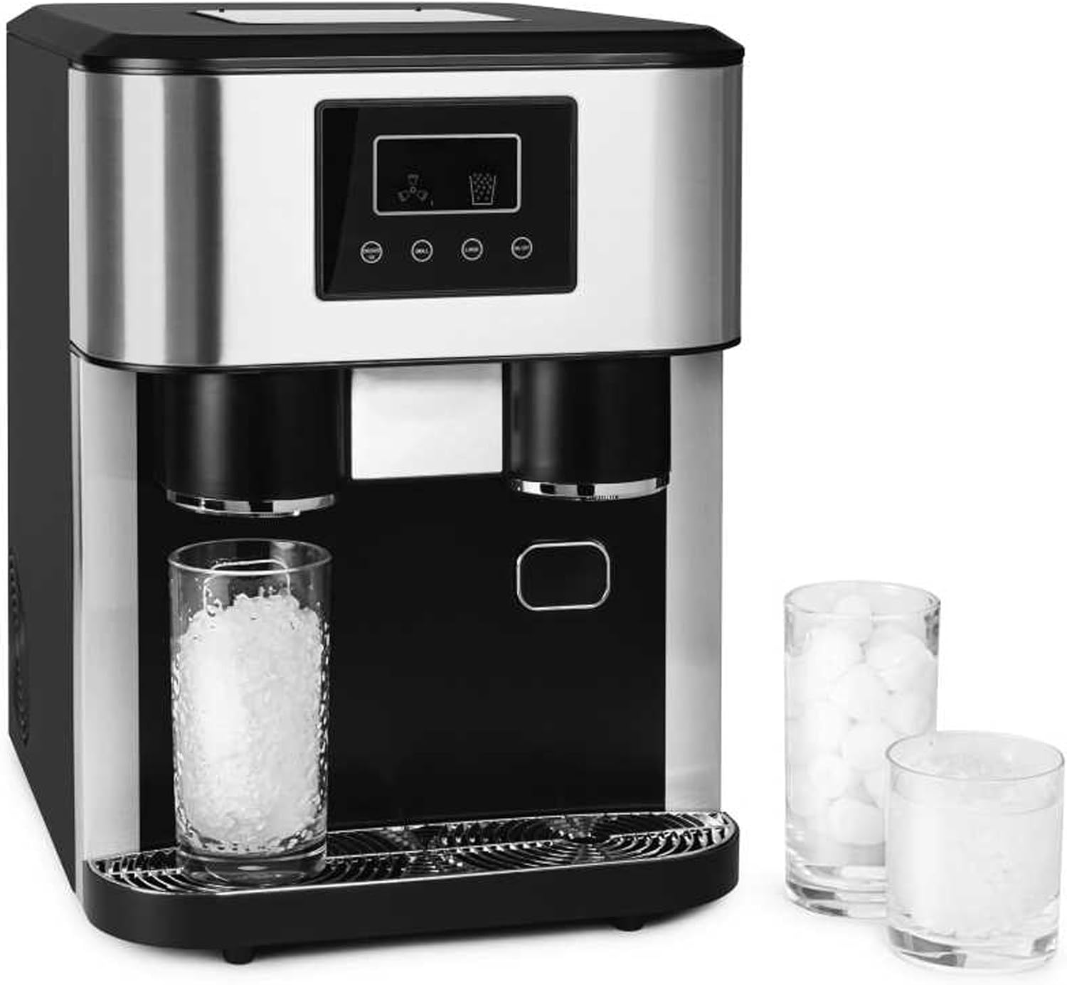 3-in-1 Portable Water Cooler Dispenser Built-in Ice Maker Countertop Crushed Ice Water Dispenser Multi-function for Home Office 34 * 45.5 * 45.5cm(Black)