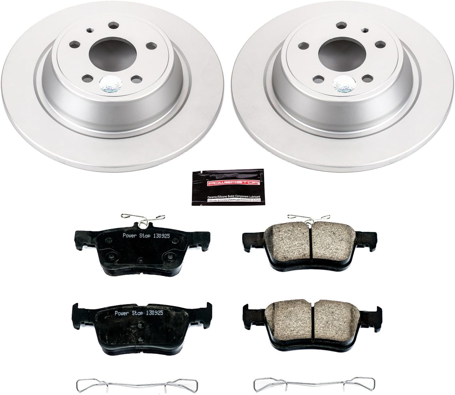PowerStop Rear Brake Kit for Ford Fusion 2013-16 | Lincoln MKZ 2013-16 - Fully-Coated Disc Rotors with Z17 Ceramic Brake Pads Replacement, CRK6559