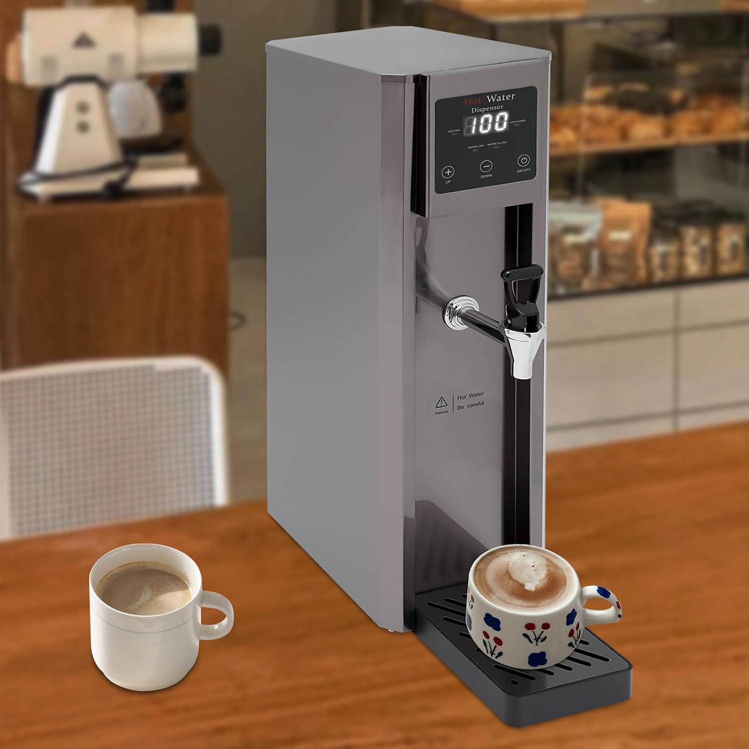 Step-Heating Commercial Hot Water Dispenser, 1800W Electric Water Boiler Machine with 2.64Gal Capacity for Hotel, Restaurant, Office, Cooking Tea|Coffee|Milk Tea, Button Type