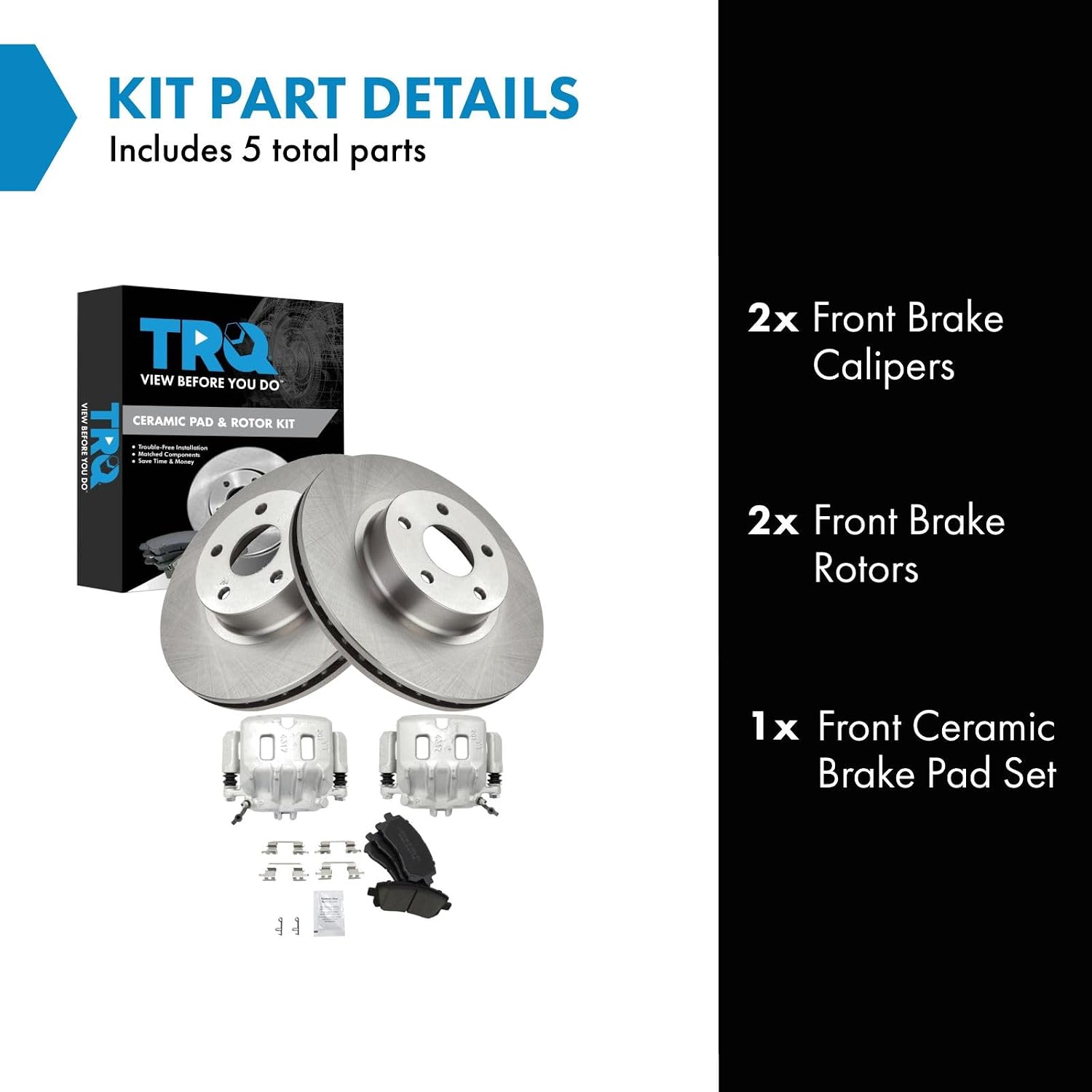 TRQ Front Brake Pad and Rotor Set Ceramic Calipers Compatible with 1998-2002 Subaru Forester 1997-2002 Legacy 1998-2001 Impreza 2000 Outback