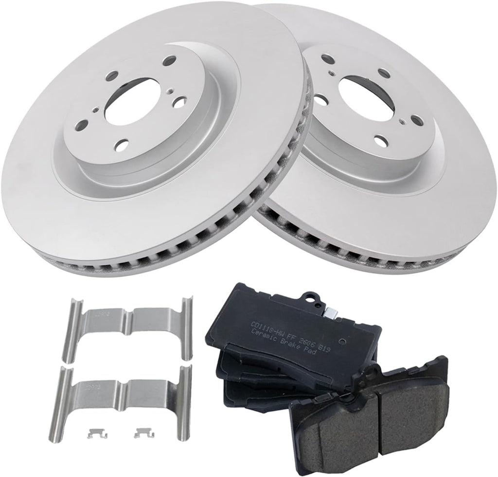 TRQ Front Brake Pad and Rotor Set Ceramic Coated Vented Rotors Compatible with 2009-2019 Lexus GS350 GS450h GS460 GS300 IS350 IS300 RC350 RC300 RC200t GS200t