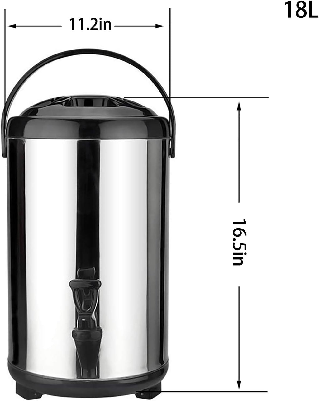 Stainless Steel Catering Boiler, 18L/20L Coffee Hot Water Dispenser-Red and Black, Beverage Commercial Water Dispenser Milk Tea Insulation for Beverage Store Party(Black 18L)