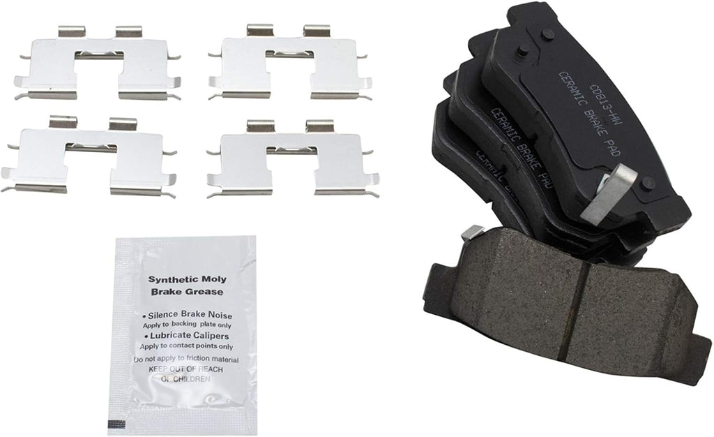 TRQ Front and Rear Brake Pad and Rotor Set Ceramic Vented Solid Rotors Compatible with 2001-2006 Hyundai Santa Fe