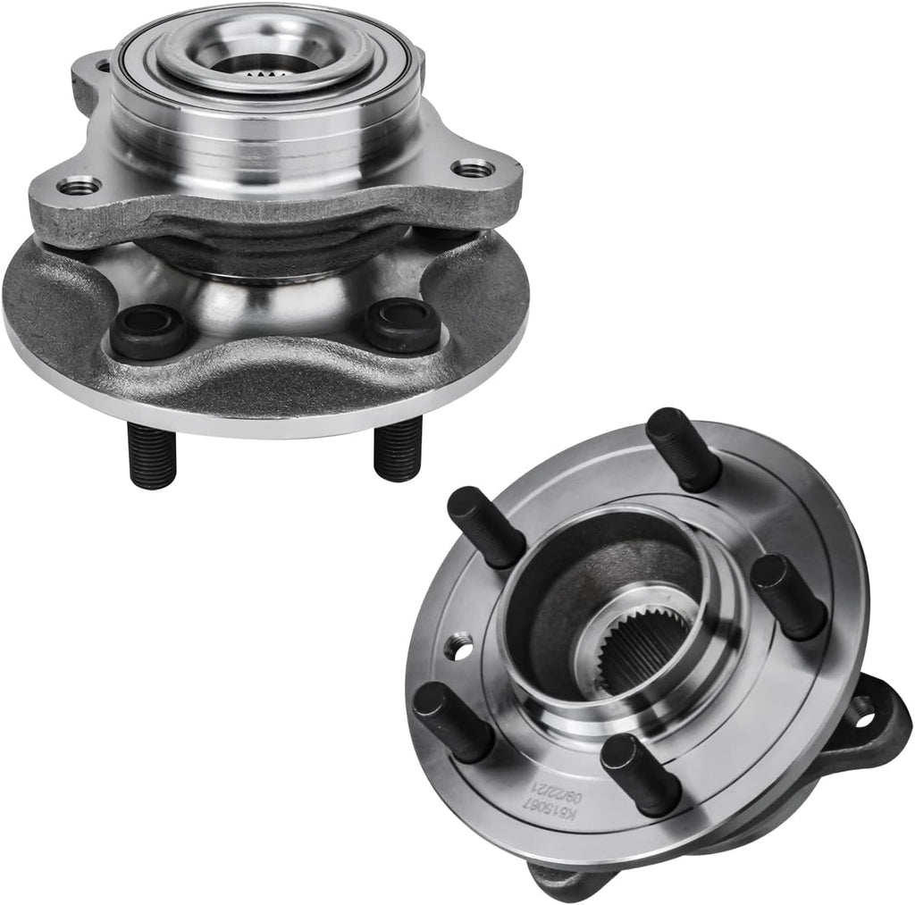 Detroit Axle - Front Brake Kit for 2010-2016 Land Rover LR4, 2010-2013 Range Rover Sport, Drilled & Slotted Brake Rotors Ceramic Brake Pads Wheel Bearing Hubs 2011 2012 Replacement