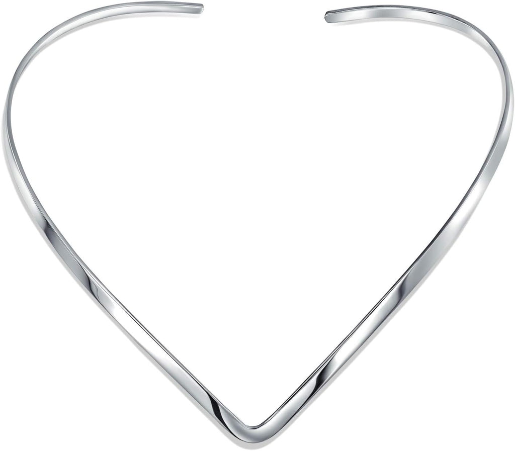 Bling Jewelry Basic Simple Slider Choker V Shape Collar Statement Necklace For Women .925 Silver Sterling Add Your Pendant 3.5MM