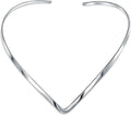 Bling Jewelry Basic Simple Slider Choker V Shape Collar Statement Necklace For Women .925 Silver Sterling Add Your Pendant 3.5MM
