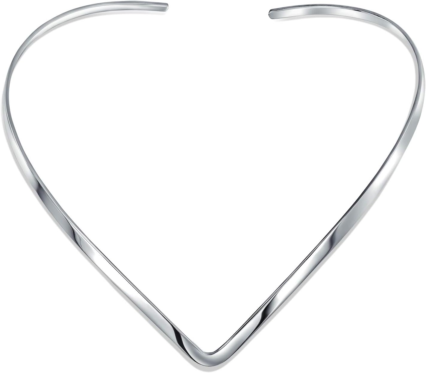 Bling Jewelry Basic Simple Slider Choker V Shape Collar Statement Necklace For Women .925 Silver Sterling Add Your Pendant 3.5MM