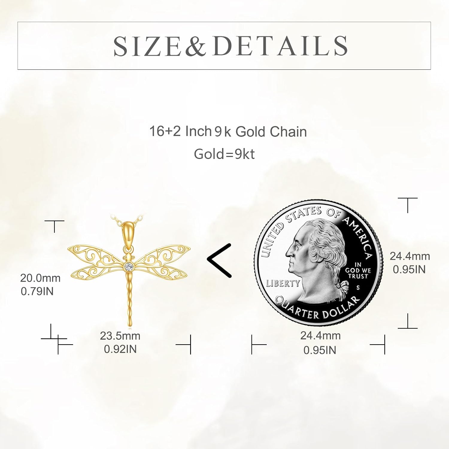 DOVRAN Real Solid Gold Birthstone Butterfly/Dragonfly/Bee/Hummingbird Necklace for Women Yellow Gold Animal Pendant for Christmas Dainty Jewelry Birthday Gifts for Mom Wife