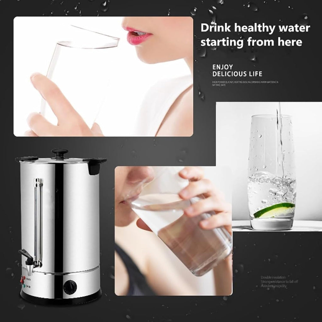 Commercial Coffee Urn, Hot Water Boiler & Dispenser With Cover And Spigot Ideal Ideal For Home Brewing, Commercial Or Office Use(8L)