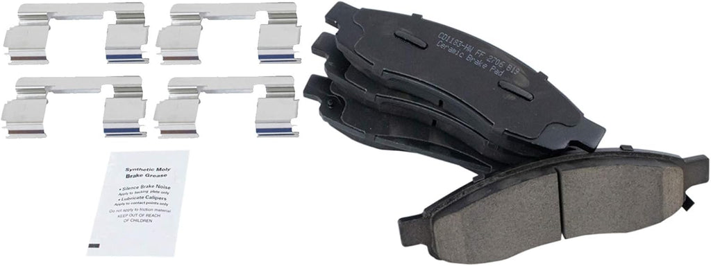 TRQ Front Brake Pad and Rotor Set Ceramic Vented Rotors Compatible with 2005-2006 Infiniti QX56 2005-2006 Nissan Armada 2005-2007 Titan