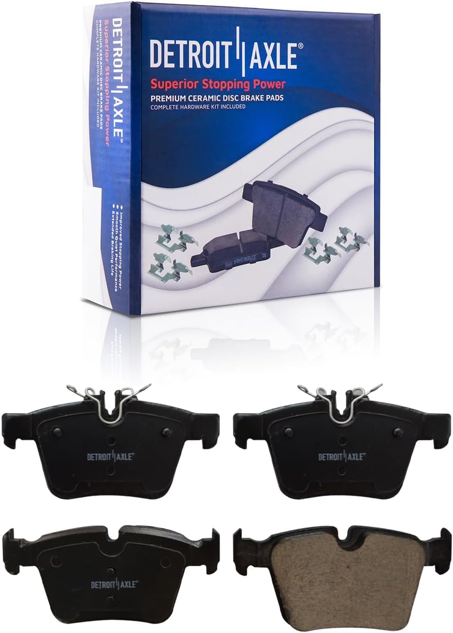 Detroit Axle - 8pc Brake Kit for 2015-2023 Mercedes-Benz C300 2016-2018 C350e 2015 C400, Drilled and Slotted Disc Brake Rotors Ceramic Brakes Pads Replacement : 13.46' inch Front and 11.81' inch Rear