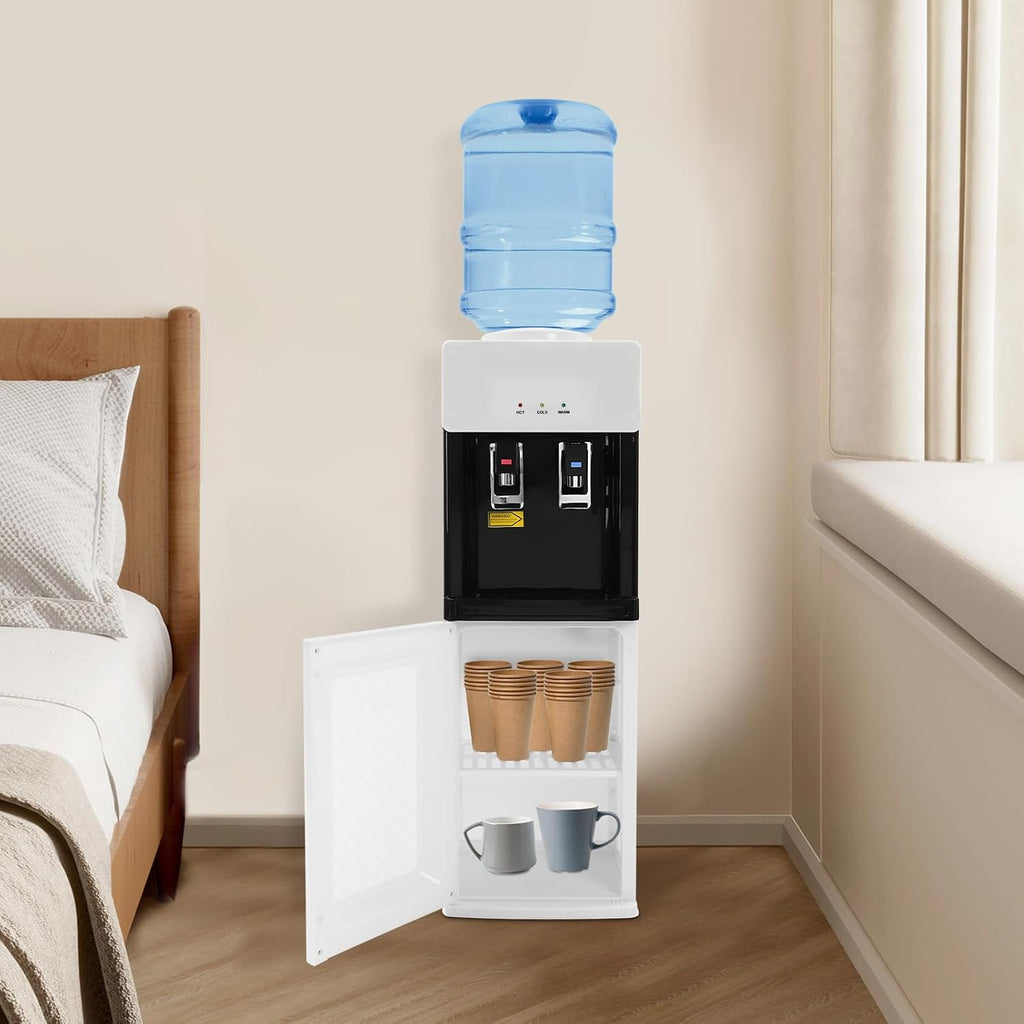 Top Loading Water Dispenser, 500W Standing Hot& Cold Water Dispenser Water Cooler Dispenser, 5 Gallons Water Cooler Rectangular Dispenser for Offices Homes Apartments (Top-Mounted)
