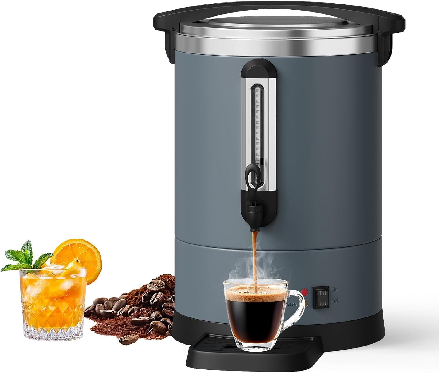 TROPOW Double Wall Insulated Commercial Coffee Urn - 14L/3.8Gal Stainless Steel Electric Coffee Maker - Fast Brew, Hot Beverage & Water Dispenser for Catering, Events, Large Capacity - 14L