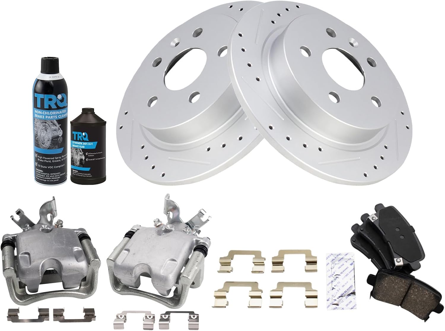TRQ Performance Rear Brake Pad & Rotor Kit Compatible with 2011-2016 Buick 2013 Chevrolet