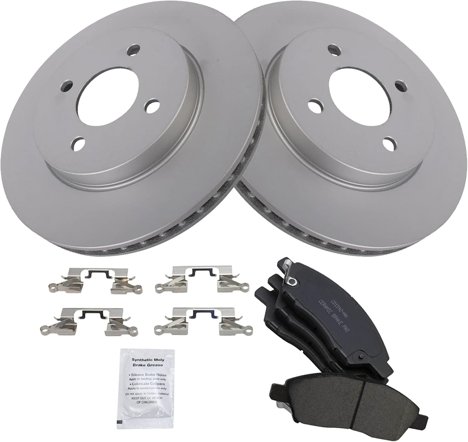 TRQ Front Brake Pad and Rotor Set Ceramic G Coated Vented Rotors Compatible with 2012-2018 Nissan Versa 2014-2018 Versa Note