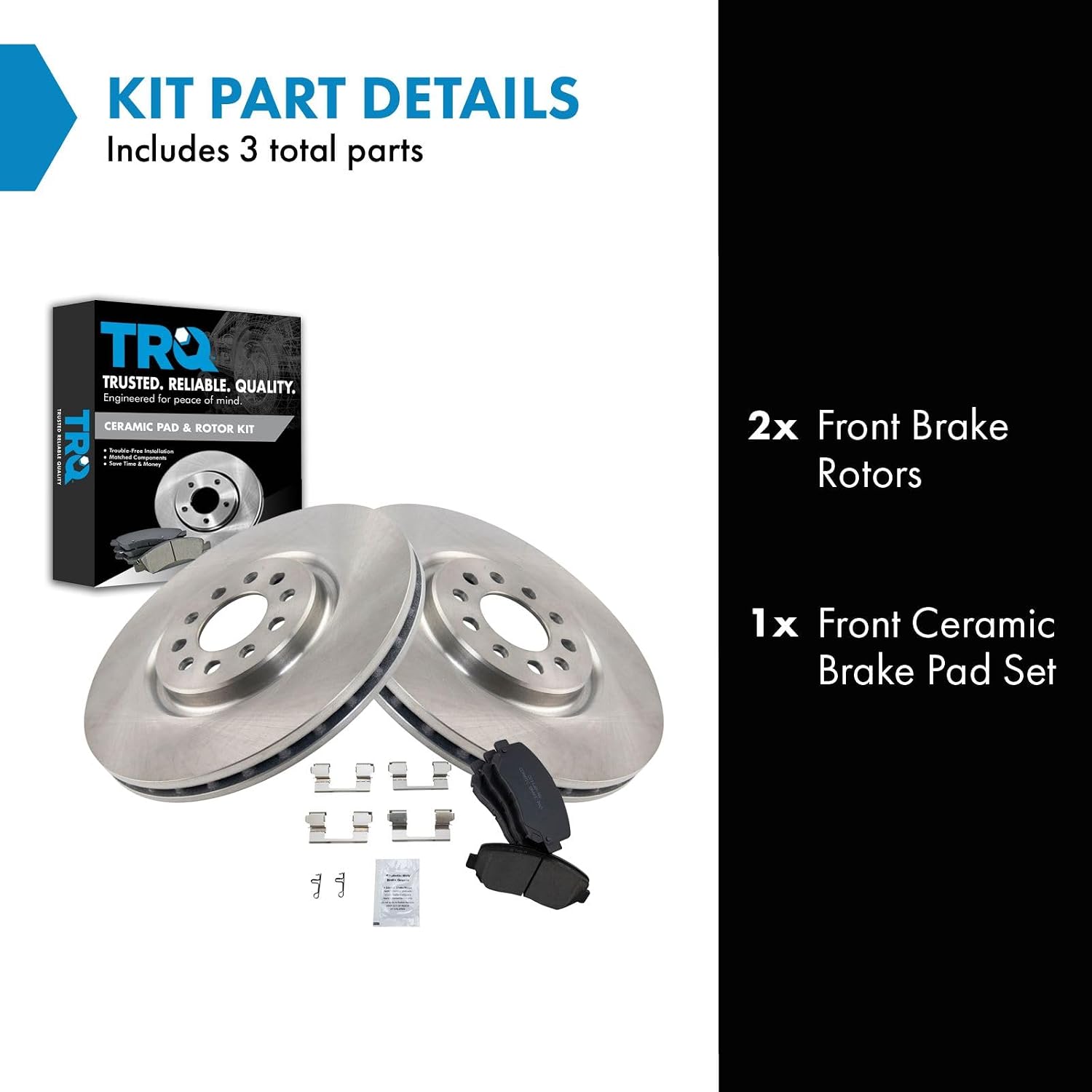 TRQ Front Brake Pad and Rotor Set Ceramic Vented Rotors Compatible with 2015-2017 Chrysler 200 2014-2022 Jeep Cherokee