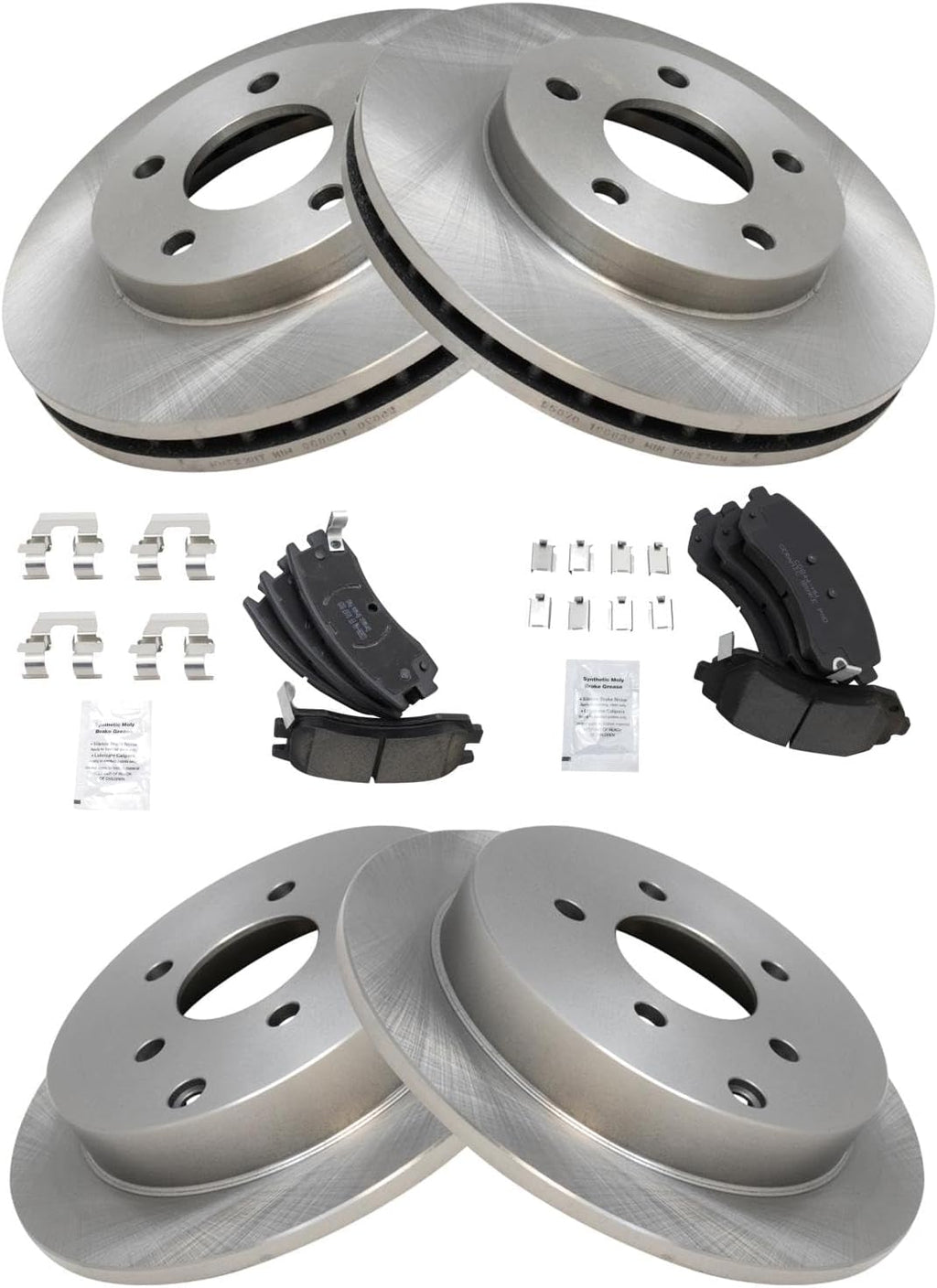 TRQ Front and Rear Brake Pad and Rotor Set Ceramic Compatible with 2002-2007 Buick Rendezvous