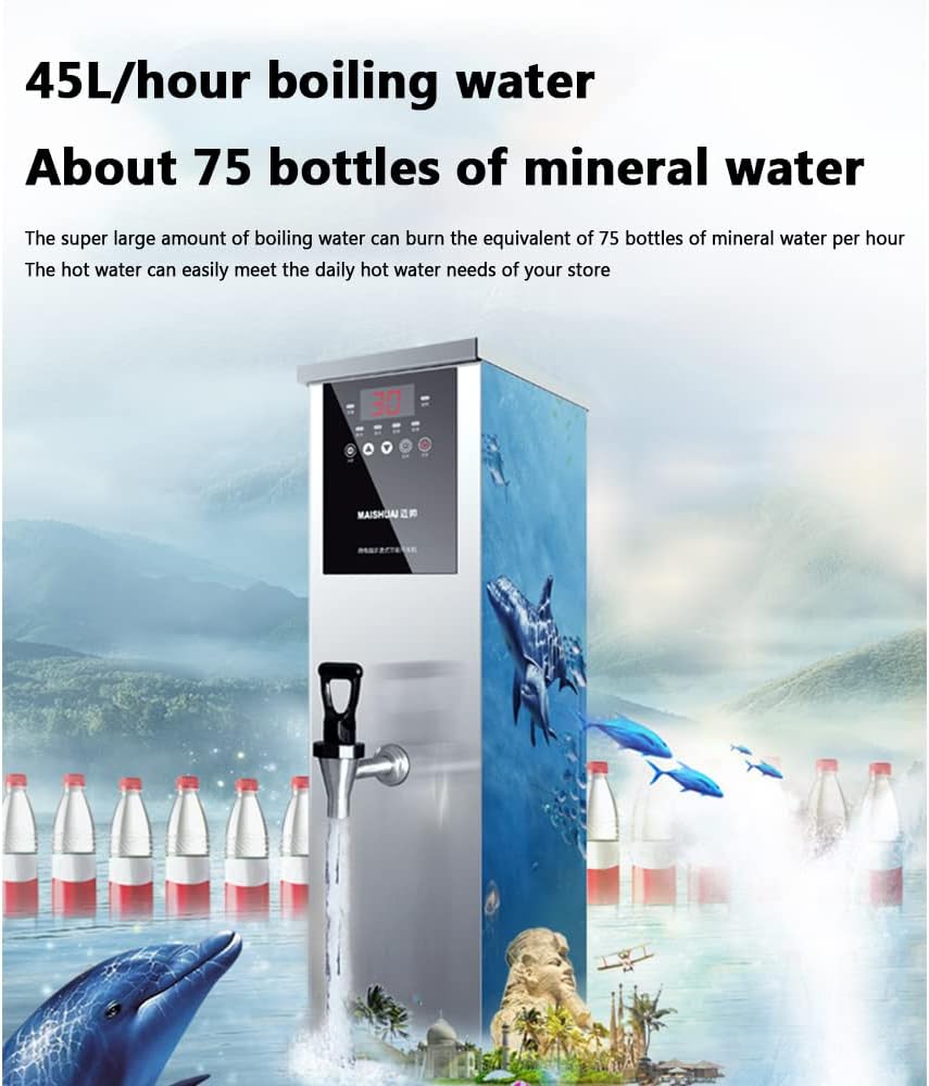 Hotel Bar Water Boiler, Commercial Milk Tea Shop Hot Water Boiler, with Temperature Display Timer Switch, Temperature Adjustable Water Boiler,35L/H