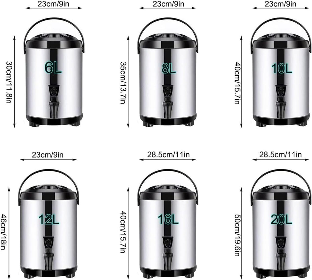Catering Urn Hot Water Dispenser - Stainless Steel Insulated Bucket For Beverages And Milk Tea With Faucet(12L)