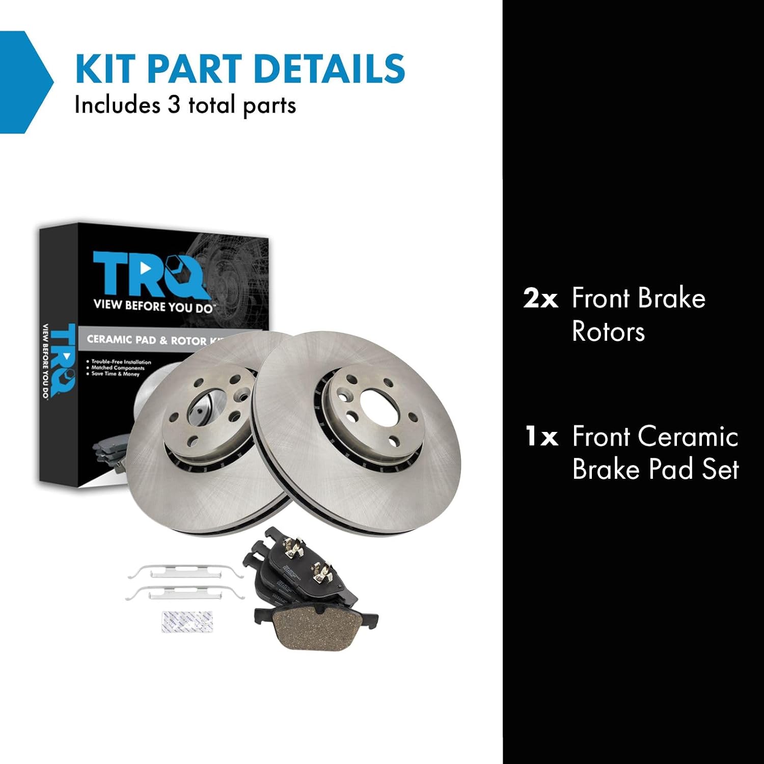 TRQ Front Brake Pad and Rotor Set Ceramic Compatible with 2011-2015 Volvo XC60