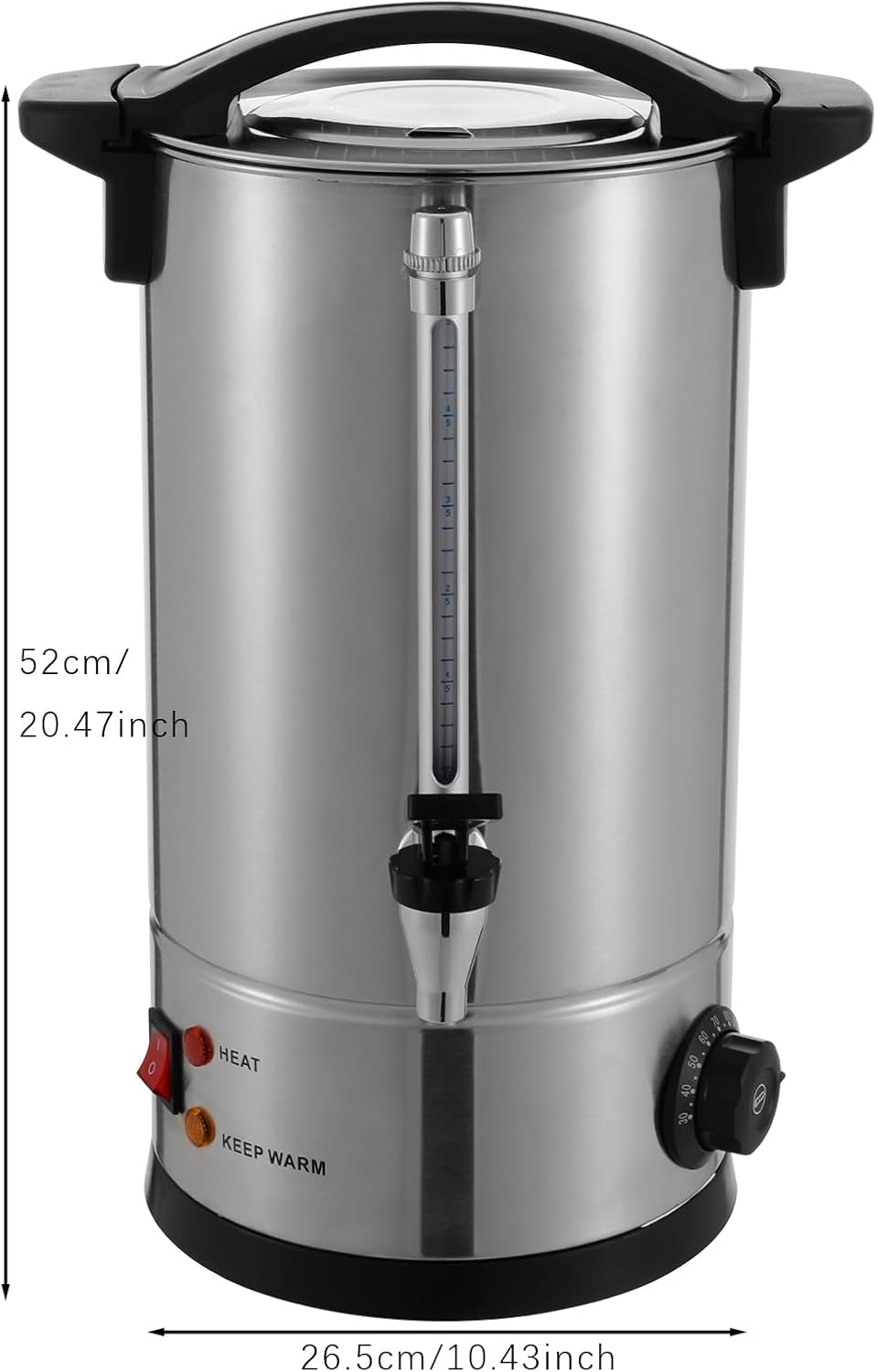 Commercial Coffee Urn, 1500w 6.6Gal 304 Stainless Steel Electric Coffee Maker Fast Brew Hot Water Dispenser Large Capacity Coffees Pot Hot Beverage Dispenser for Buffet Catering Wedding