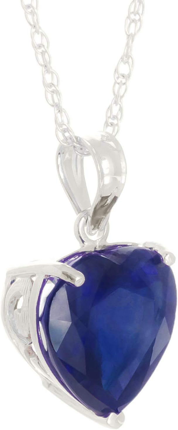 Galaxy Gold GG 4.3 Carat 14k Solid Gold Necklace with Natural Heart Shaped 10 mm Sapphire