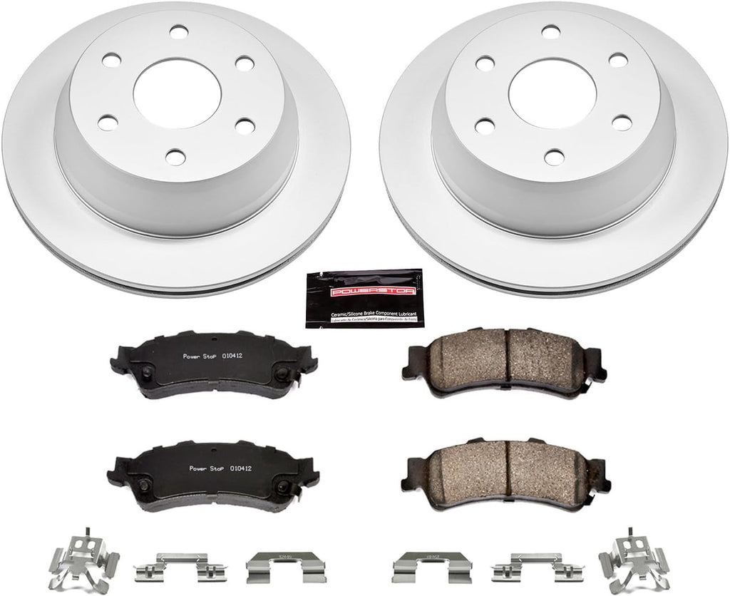 PowerStop Rear Brake Kit for Chevrolet Astro 2003-05 |Avalanche 1500 2002 |Silverado 1500 1999-06 - Fully-Coated Disc Rotors with Z17 Ceramic Brake Pads Replacement, CRK2018