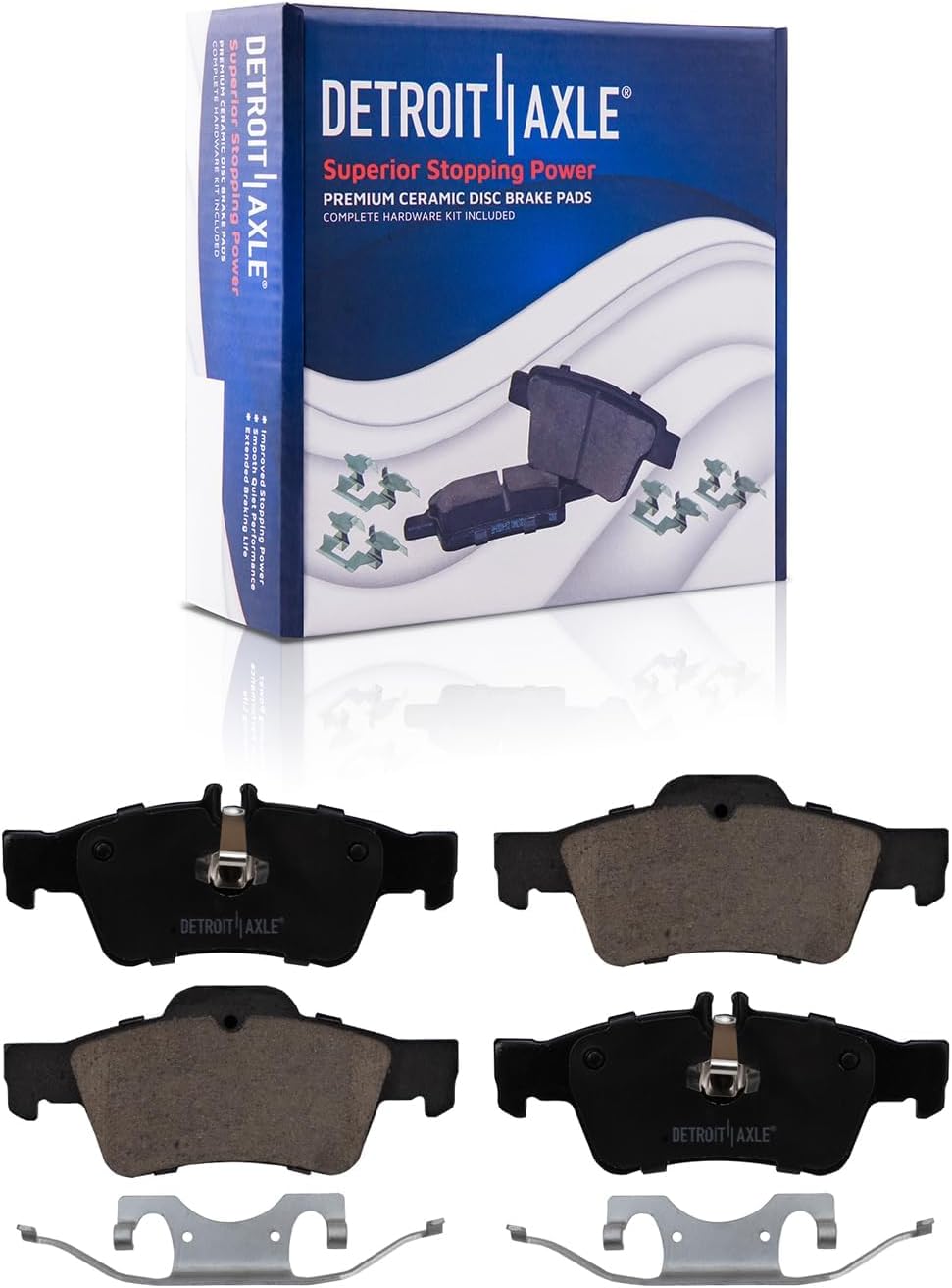 Detroit Axle - 8pc Brake Kit for 2003-2009 Mercedes-Benz E320, 11.61' inch Front and 11.81' inch Rear Disc Brake Rotors Ceramic Brakes Pads 2004 2005 2006 2007 2008 Replacement