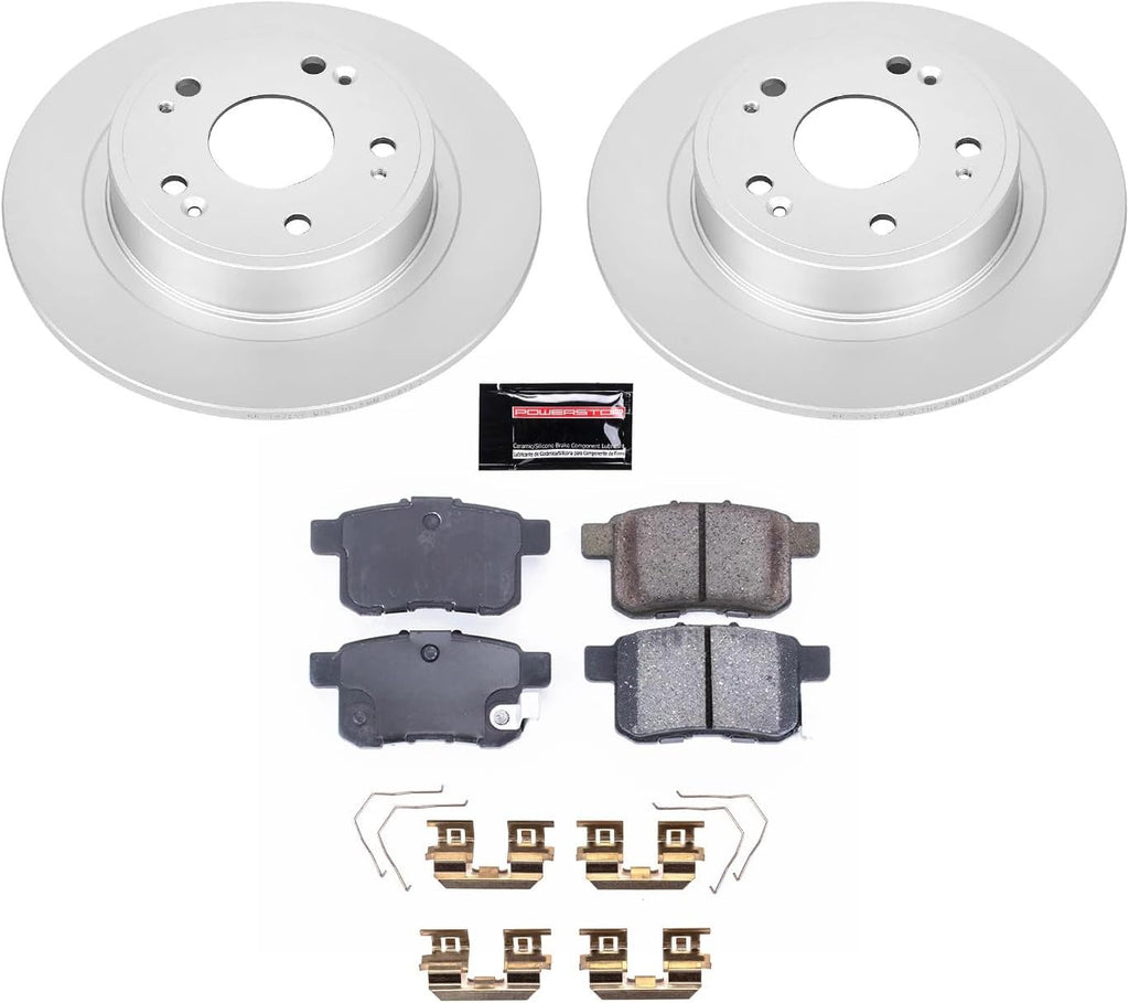 PowerStop Rear Brake Kit for Acura TSX 2011-14 | Honda Accord 2011-17 - Fully-Coated Disc Rotors with Z17 Ceramic Brake Pads Replacement, CRK5368