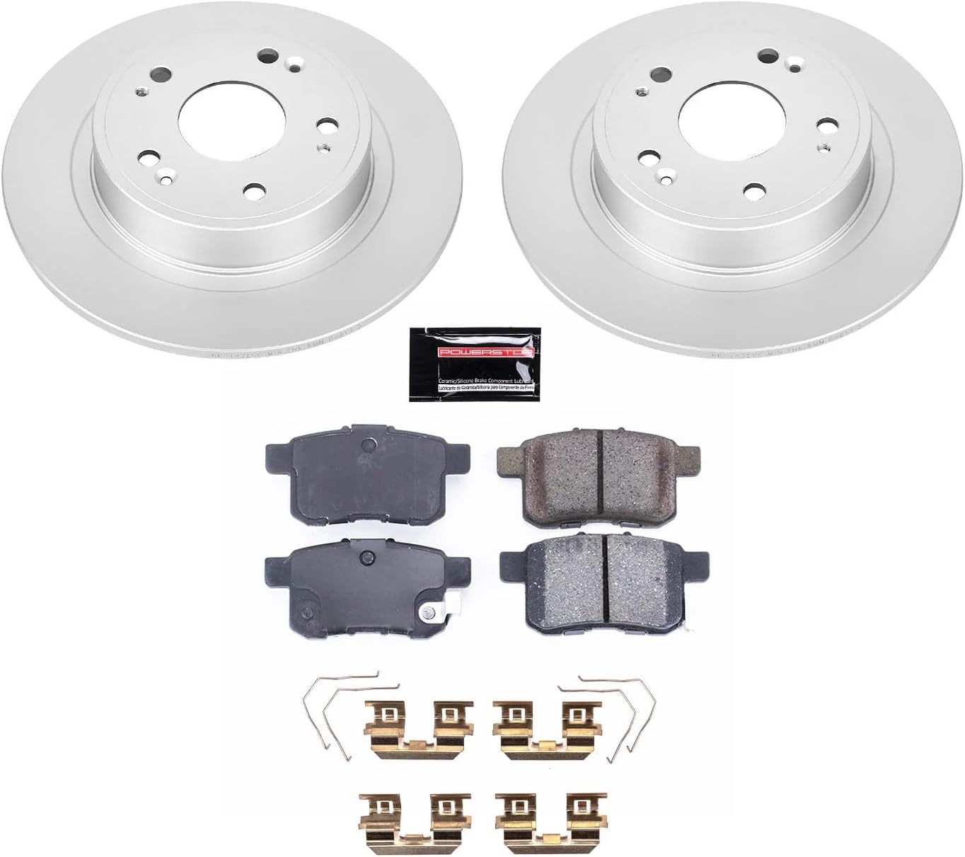 PowerStop Rear Brake Kit for Acura TSX 2011-14 | Honda Accord 2011-17 - Fully-Coated Disc Rotors with Z17 Ceramic Brake Pads Replacement, CRK5368