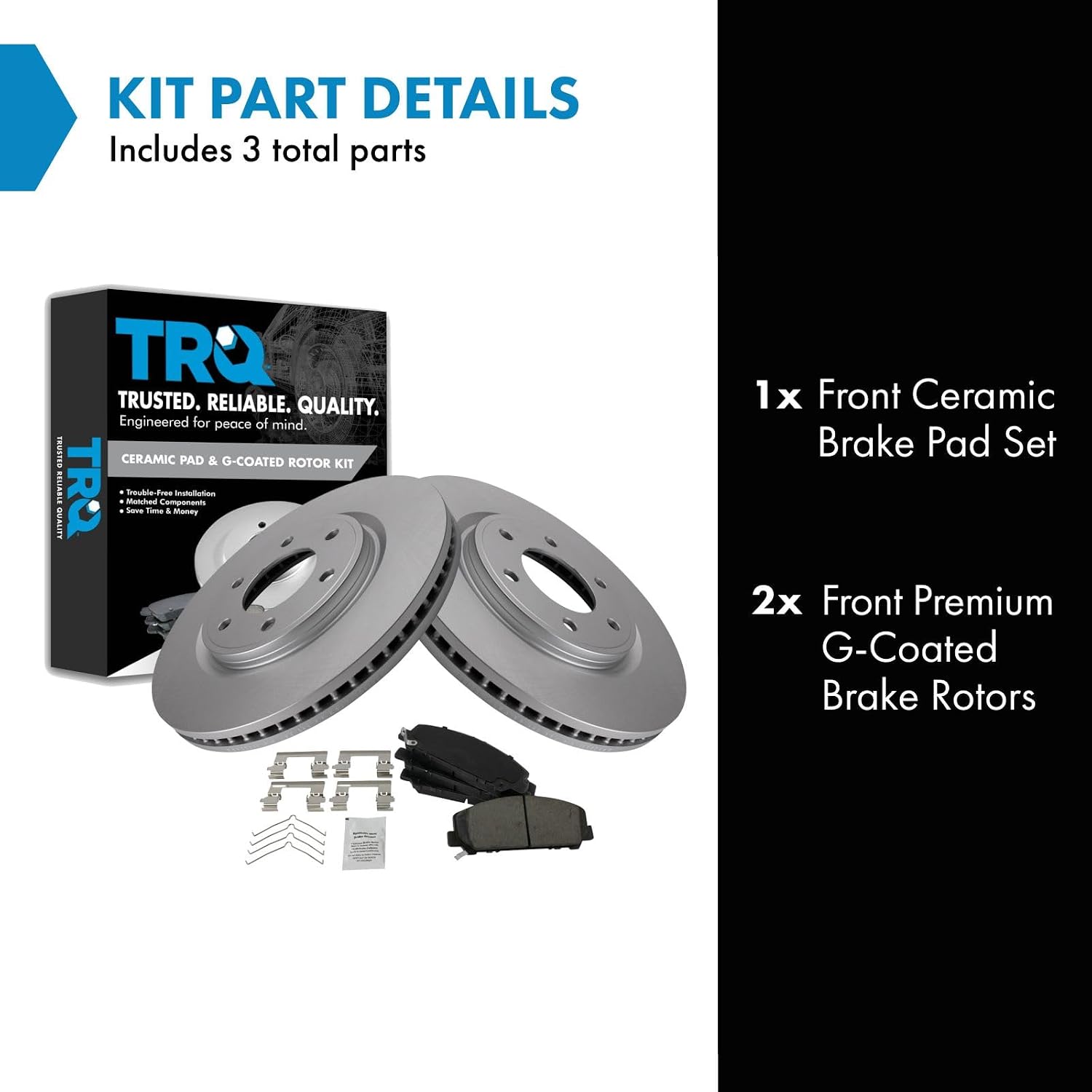 TRQ Front Ceramic Brake Pad and Rotor Set Coated Rotors Compatible with 11-13 Infiniti QX56 14-21 Infiniti QX80 12-15 Nissan Armada 17-21 Nissan Armada 11-15 Titan 17-21 Titan