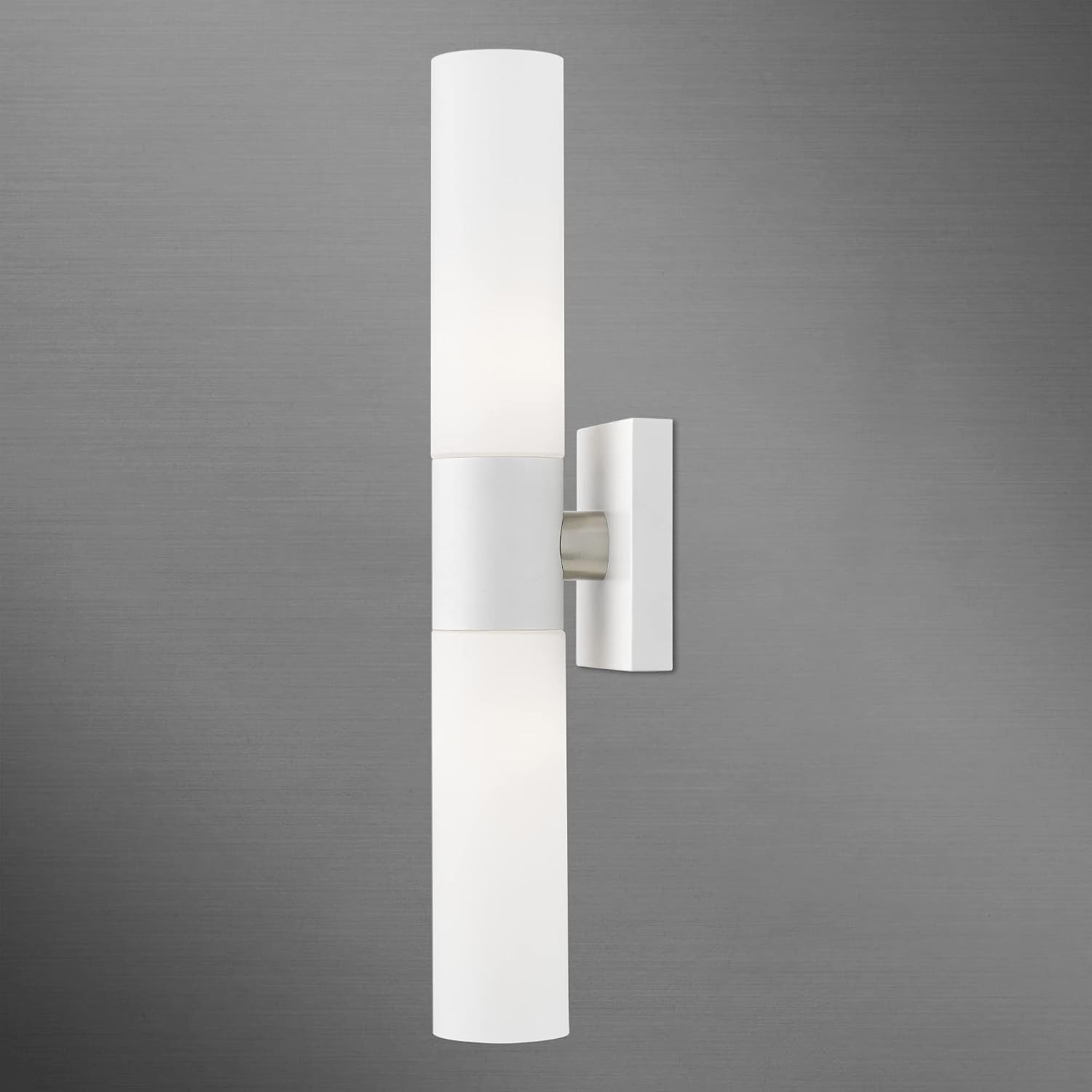 Livex Lighting 10102-03 Aero 2 Light ADA Vanity Sconce, White with Brushed Nickel Accent, 4.5 x 17.75