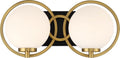 Savoy House 8-6180-2-143 Alhambra Vintage Mid-Century Modern Soft Frosted Glass Bathroom Vanity Wall Light, 2-Light 120 Total Watts, 8' H x 16' W, Matte Black with Warm Brass