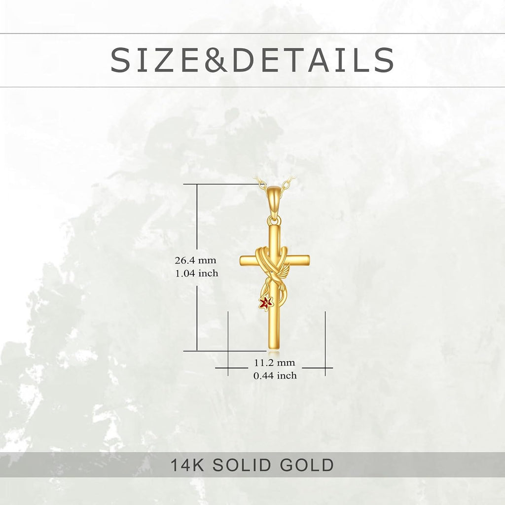 KECHO 14k Real Gold Cross Jewelry Gifts for Mother Grandma Sister Cross Pendant Necklace for Women