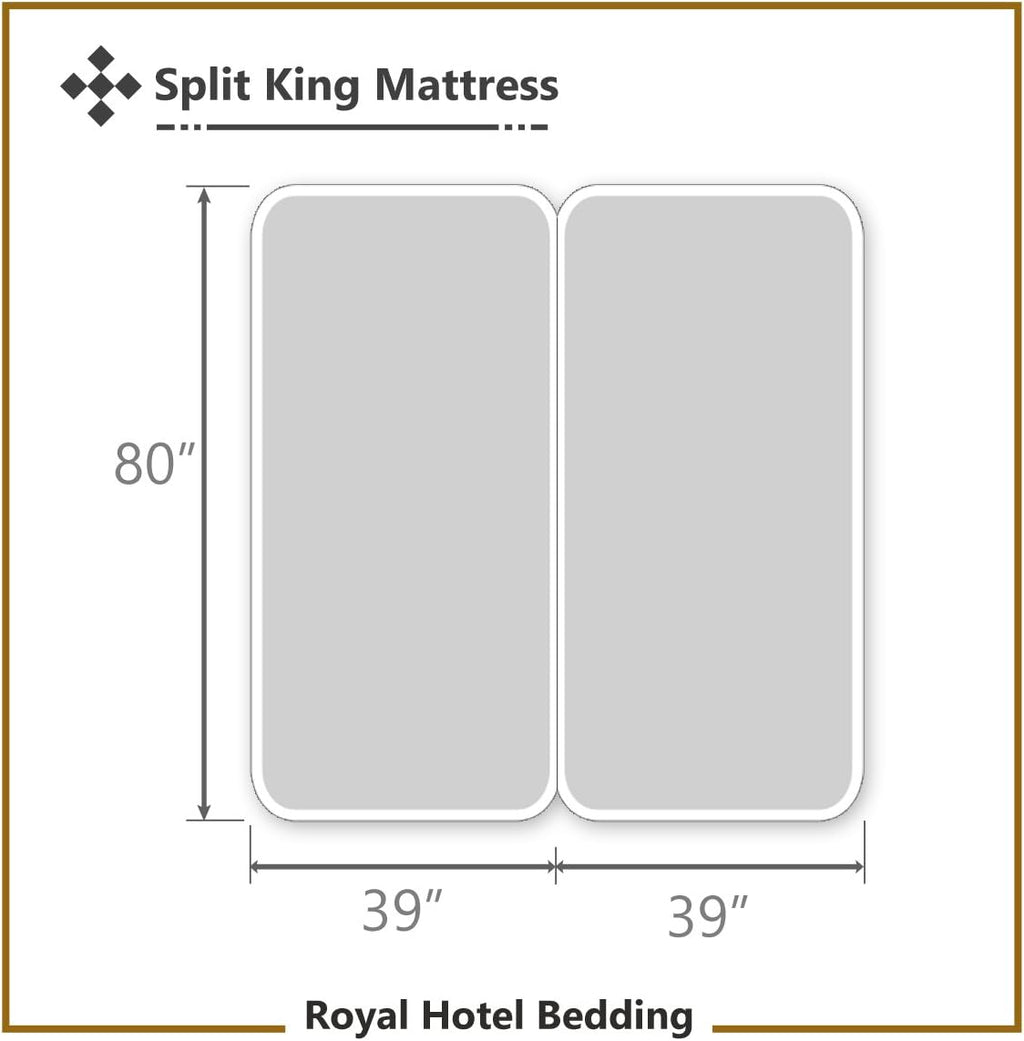 Royal Hotel Bedding Stripe Sheets - Split-King: Adjustable King Bed Sheets - 5PC Bed Sheet Set - 100% Cotton - 600 Thread Count - Deep Pocket, Split King, Gray