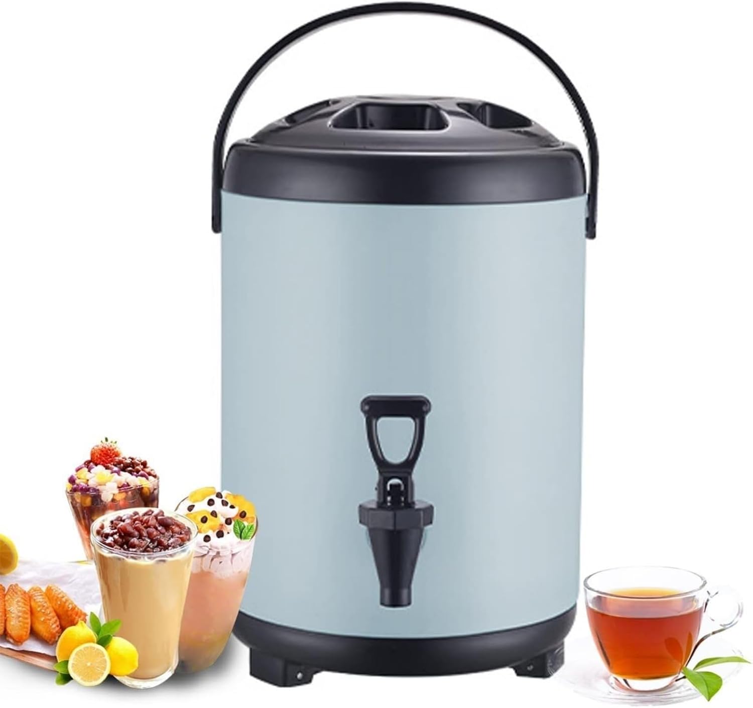 Stainless Steel Hot And Cold Water Dispenser 6L 8L 10L 12L Urn Boiler - Portable Large Capacity Sealing Teapot With Faucet For Catering, Office, Hotels, Party(Blue,10L)
