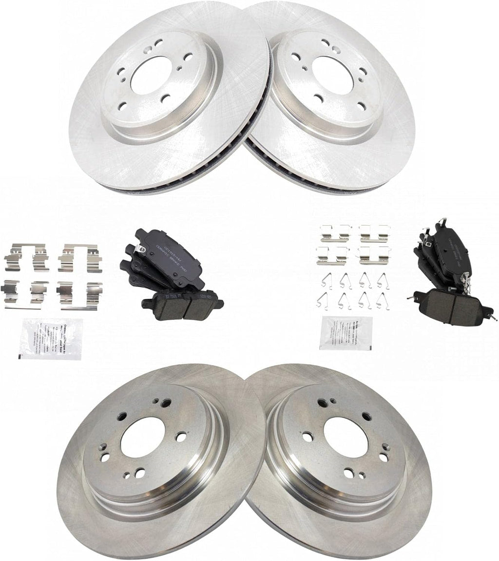 TRQ Front and Rear Ceramic Brake Pad and Rotor Set Compatible with 17-19 Honda CR-V, 20-22 CR-V EX, 20-22 EX-L, LX, Touring, 21-22 Special Edition