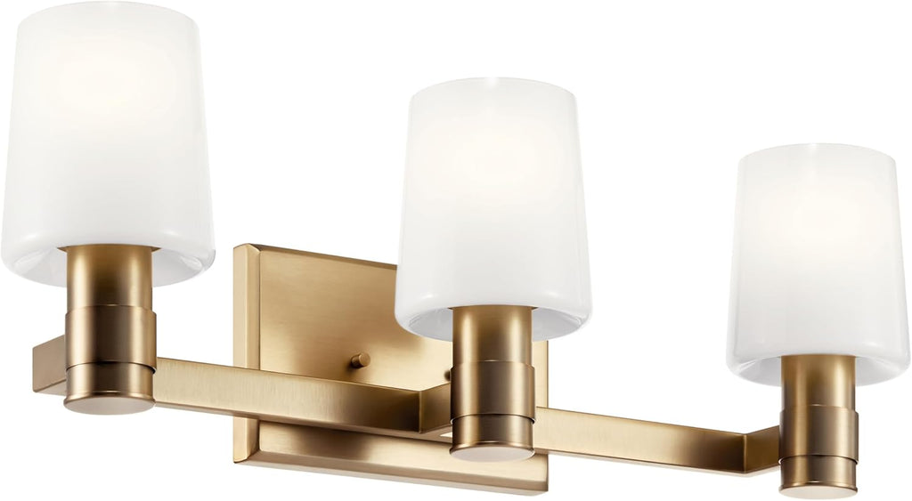 Kichler Adani 3-Light Vanity Light Fixture, Modern Bathroom Vanity Lighting with Opal Glass in Champagne Bronze for Bathroom or Powder Room Wall Mount (8.25' x 24'), 55176CPZ